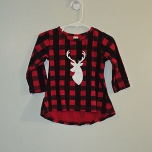 Plaid Red and Black Kids Shirt with Deer Design LOT-Q